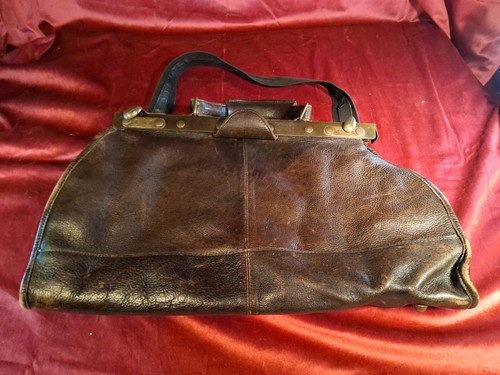 Antike arzttasche leder - leder, bronze