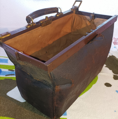 Antike arzt tasche leder - arzt-tasche, braun